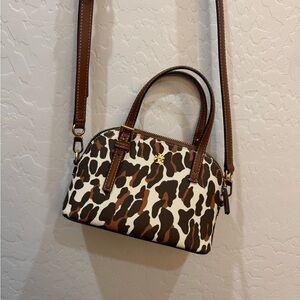 Tory Burch Emerson Brown & Cream Leopard Mini Crossbody